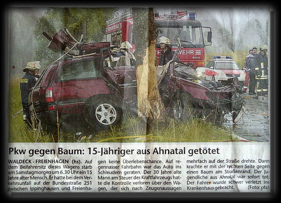 Zeitungsbericht vom Unfall